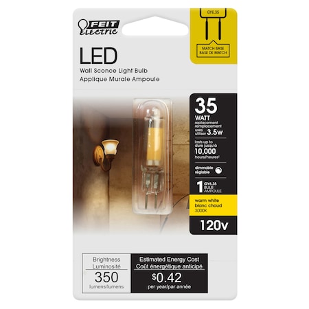Feit Electric Feit T4 GY6.35 LED Bulb Warm White 35 Watt Equivalence 1 pk BP35JCD/830/LED